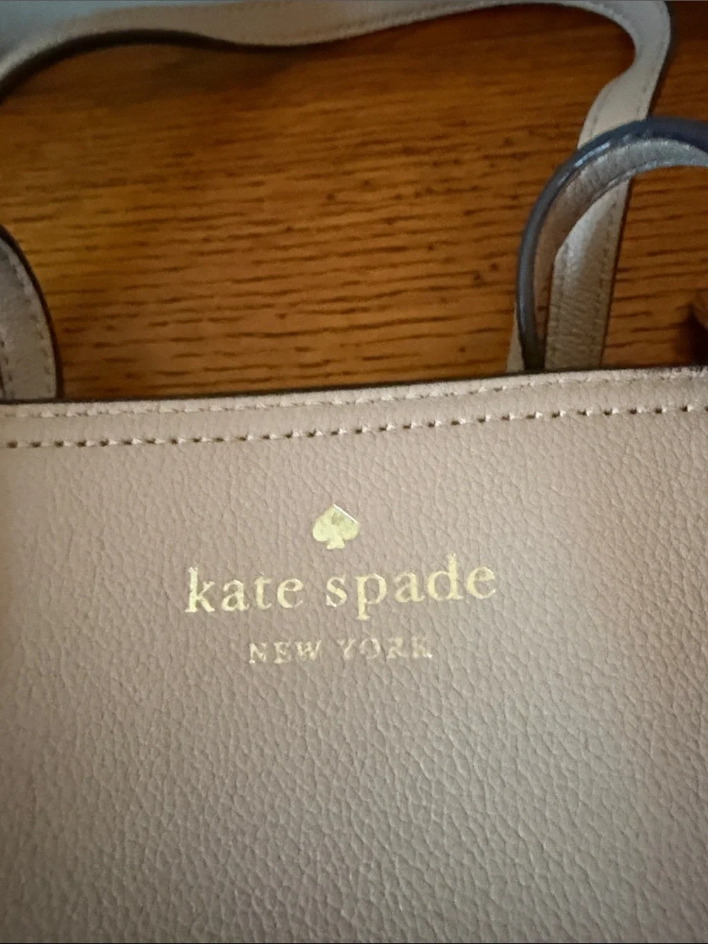 kate spade tan Leather Satchel with Gold Logo